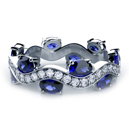 ... anniversary bands blue sapphire and diamond women s anniversary band