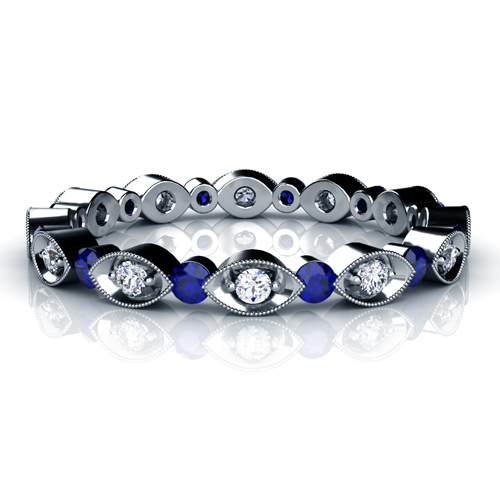 ... anniversary bands blue sapphire and diamond women s anniversary band