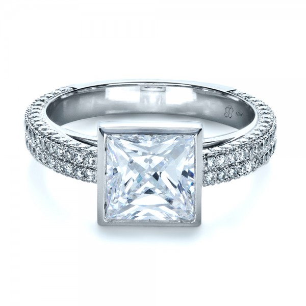 Custom Bezel Set And Pave Diamond Engagement Ring 1232 Bellevue Seattle Joseph Jewelry