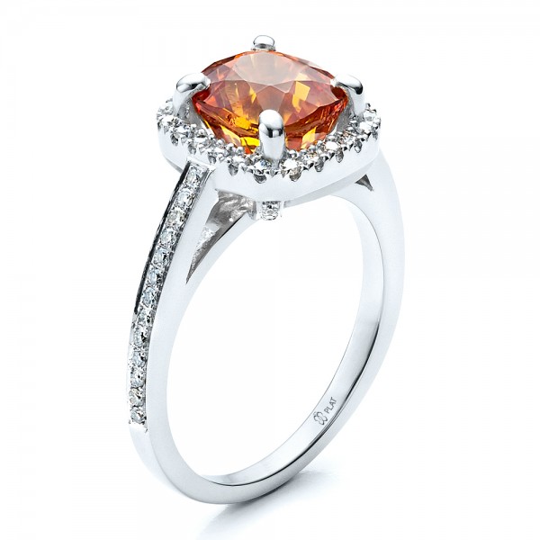 ... Engagement Rings â€º Custom Diamond and Orange Sapphire Engagement