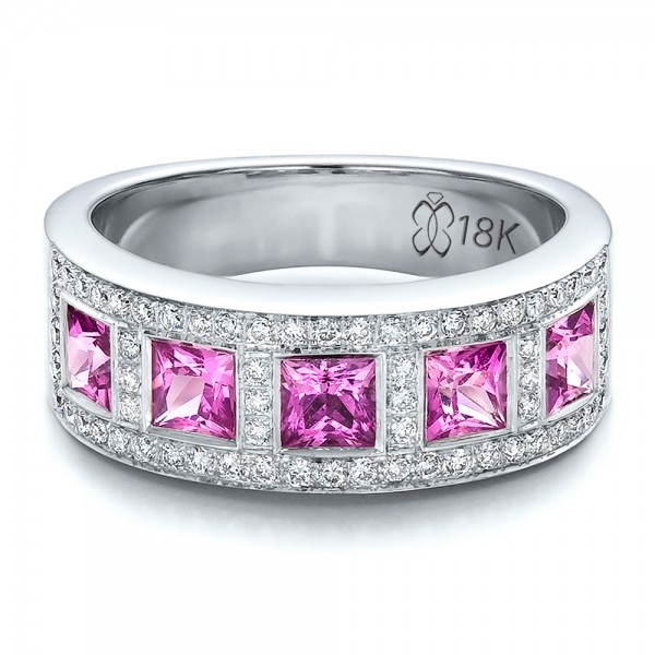 ... Anniversary Bands â€º Custom Pink Sapphire and Diamond Anniversary