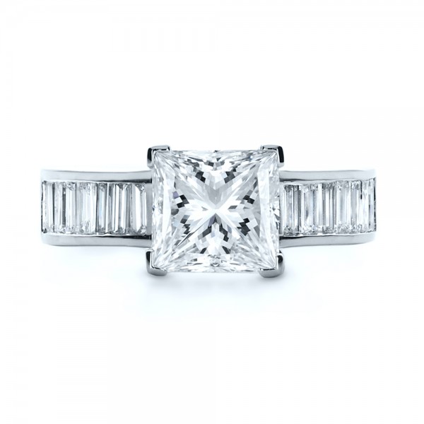 Custom Princess Cut and Baguette Diamond Engagement Ring #1131