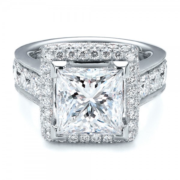 Custom Princess Cut and Halo Engagement Ring #100124