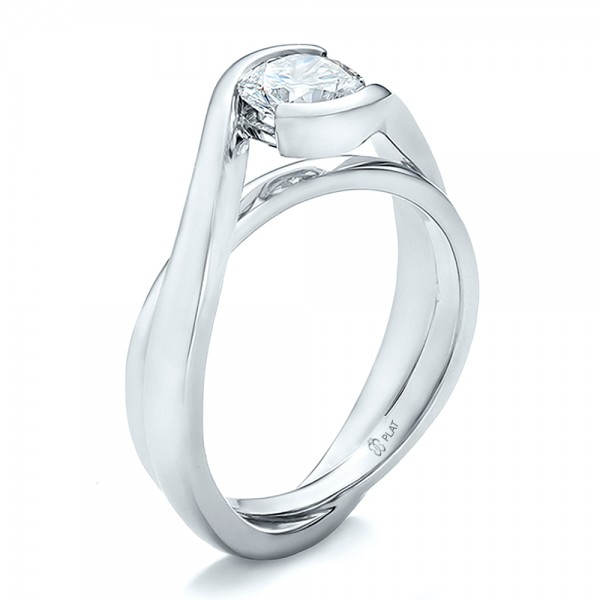 Custom Solitaire Diamond Interlocking Engagement Ring #100623 Bellevue 