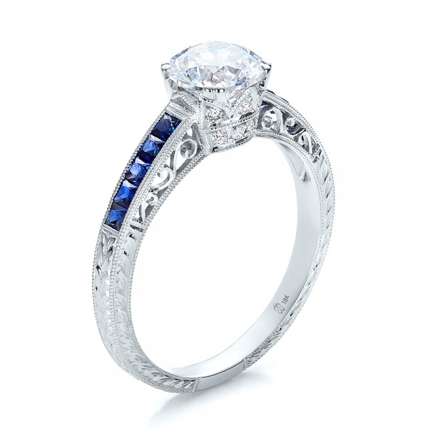 18 carat natural blue diamond vintage engagement ring art deco style 