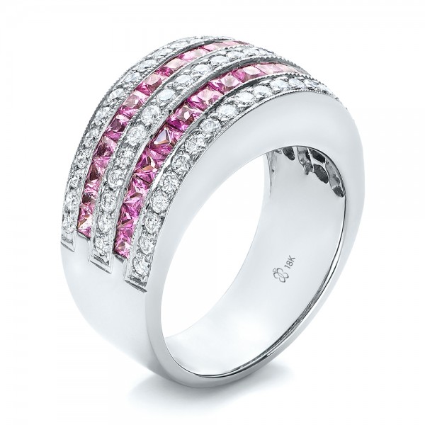 Anniversary Bands-Pink Sapphire and Diamond Anniversary Band