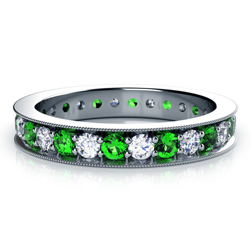 jewelry anniversary bands emerald and diamond women s anniversary band