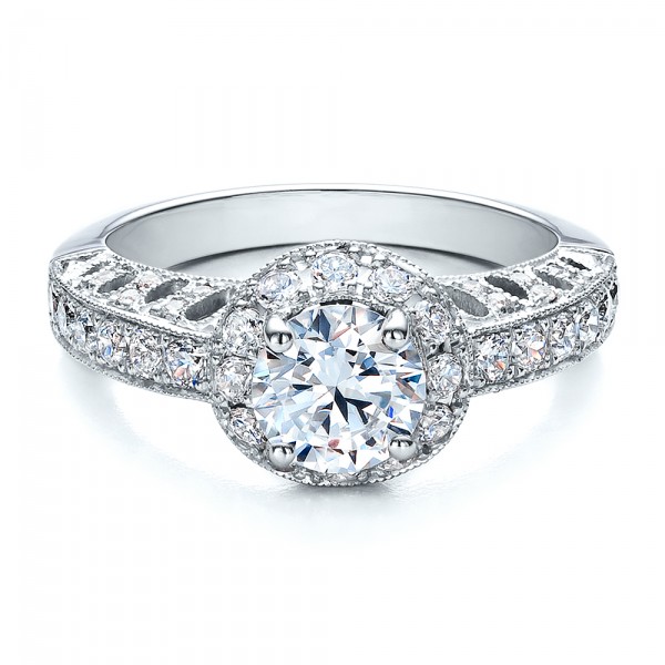 Halo Filigree Milgrain Engagement Ring - Vanna K #100097 Bellevue ...