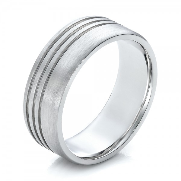 Men S Contemporary Brushed White Gold Wedding Band 100173 Bellevue   Mens Contemporary Brushed White Gold Wedding Band 3Qtr 100173 