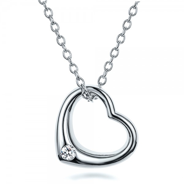 Solitaire Diamond Heart Pendant #100650 Bellevue Seattle Joseph Jewelry