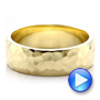 14k Yellow Gold Custom Men's Hammered Wedding Band - Video -  100269 - Thumbnail