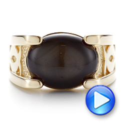 Custom Men's Black Star Sapphire Ring - Video -  102518 - Thumbnail