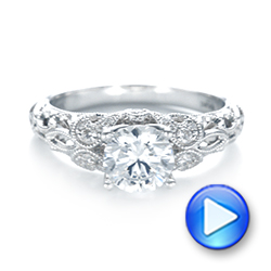 14k White Gold Filigree Diamond Engagement Ring #103101 - Seattle Bellevue