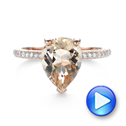 14k Rose Gold Custom Morganite And Diamond Engagement Ring - Video -  103404 - Thumbnail