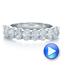 18k White Gold Oval Diamond Half Eternity Wedding Band - Video -  105318 - Thumbnail