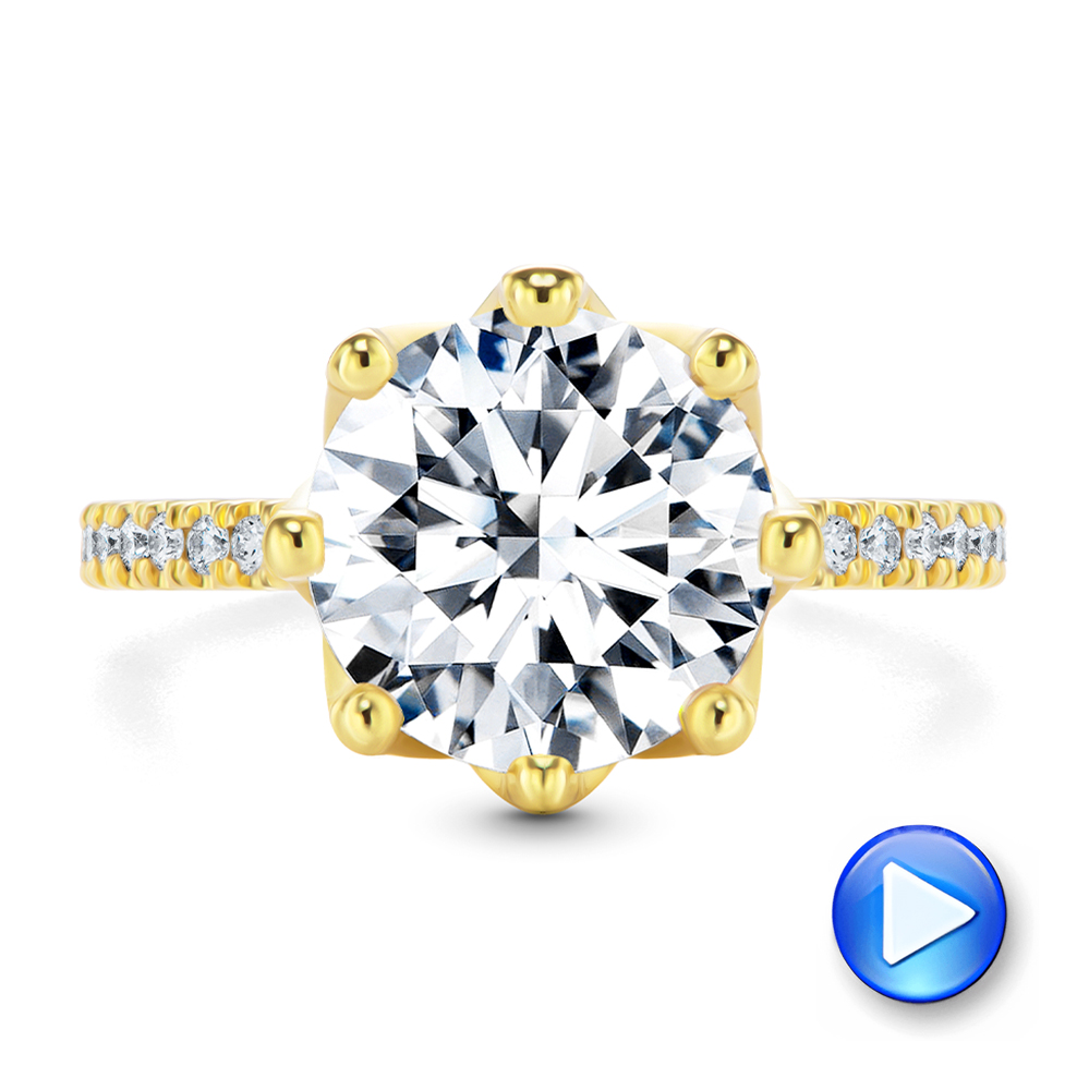 14k Yellow Gold Tulip Head And Diamond Accents Engagement Ring - Video -  107627 - Thumbnail