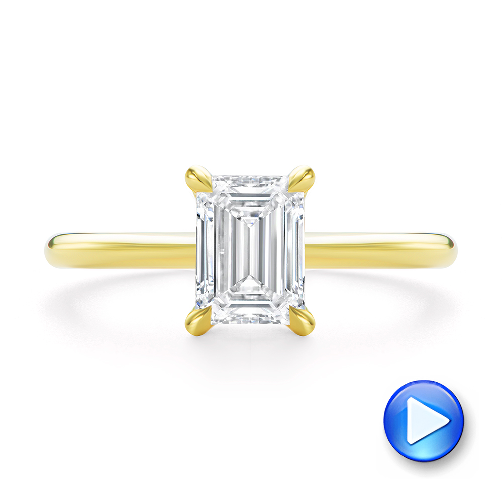 14k Yellow Gold Dainty Emerald Cut Diamond Engagement Ring - Video -  107637 - Thumbnail