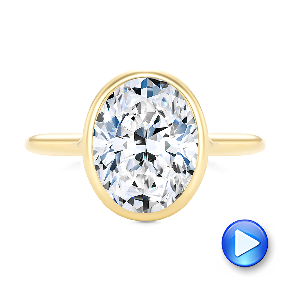 14k Yellow Gold Bezel Set Oval Solitaire Engagement Ring - Video -  107638 - Thumbnail