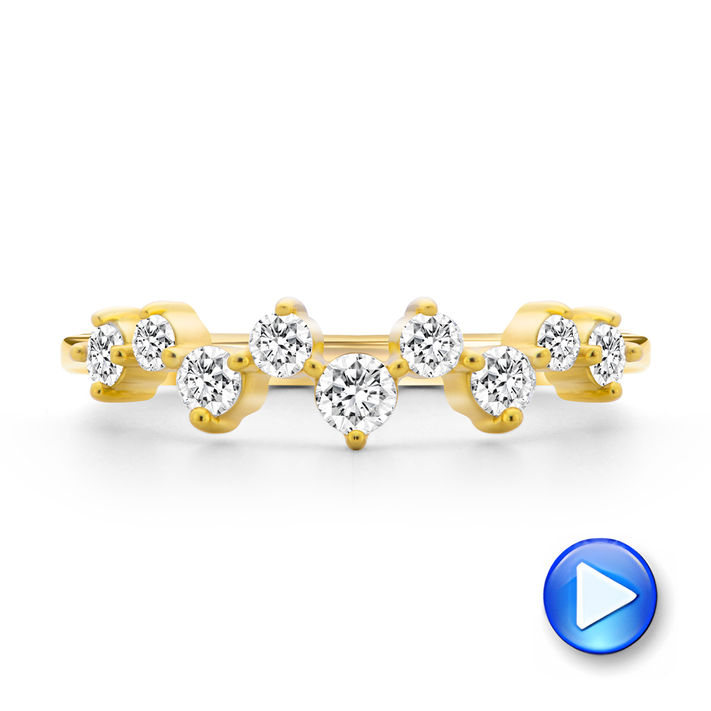 14k Yellow Gold Staggered Diamond Wedding Band - Video -  107707 - Thumbnail