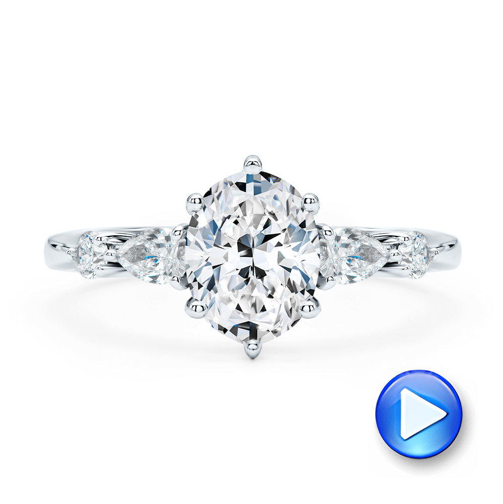 14k White Gold Six Prong Accents Diamond Engagement Ring - Video -  107724 - Thumbnail