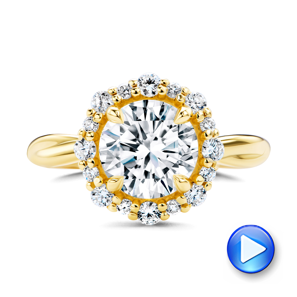 18k Yellow Gold Twisted Diamond Engagement Ring - Video -  107731 - Thumbnail