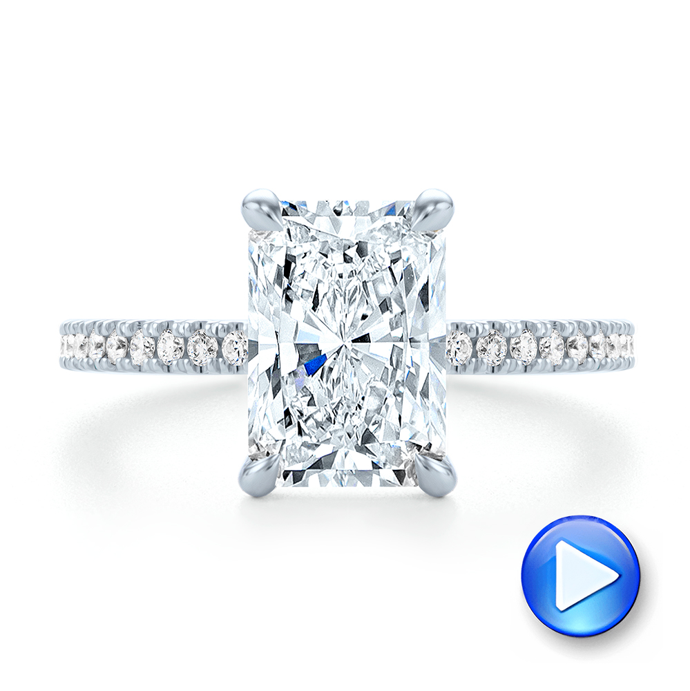 14k White Gold Radiant Cut Pave Diamond Engagement Ring - Video -  107735 - Thumbnail